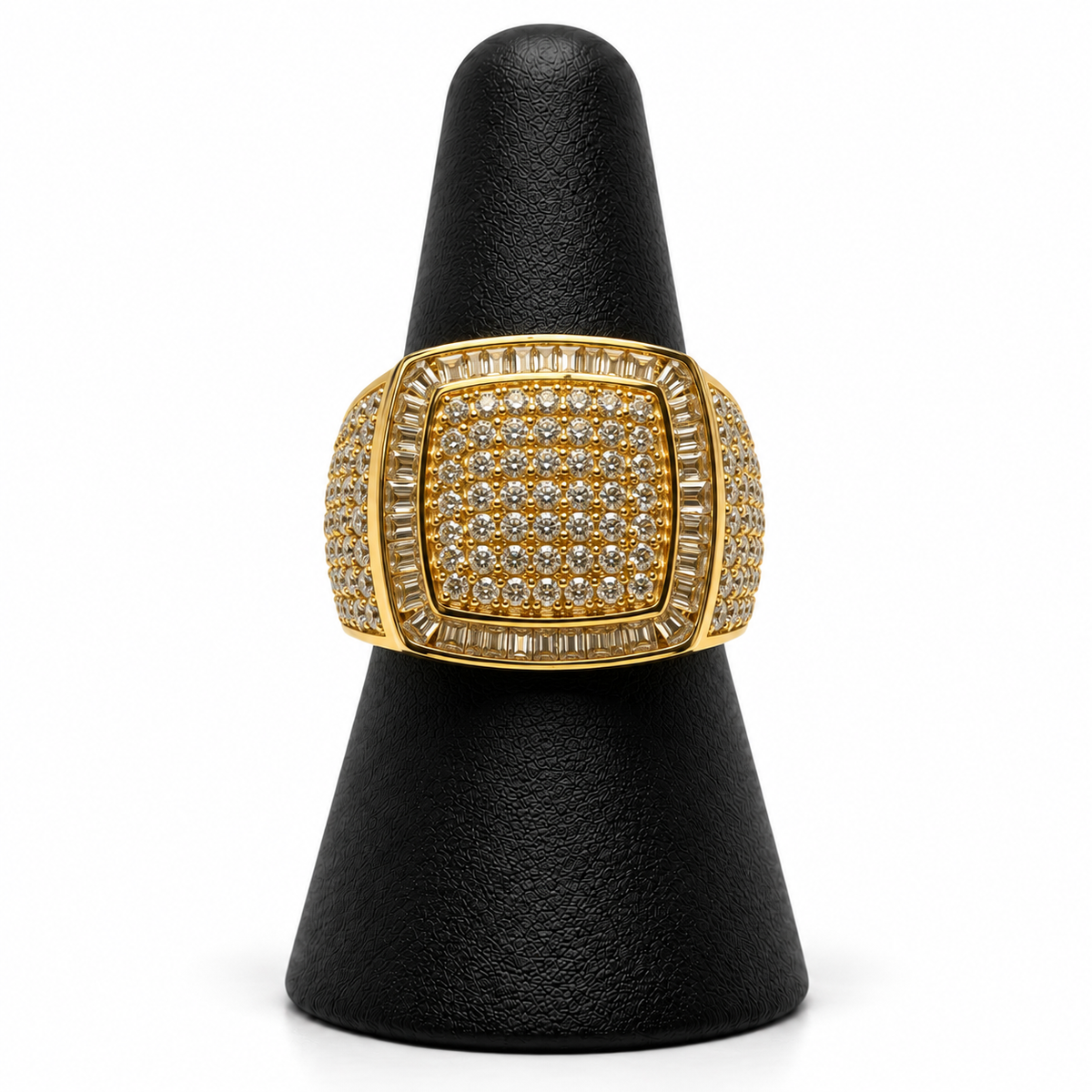 14K YELLOW GOLD MAN RING CZ (ADJUSTABLE SIZE)