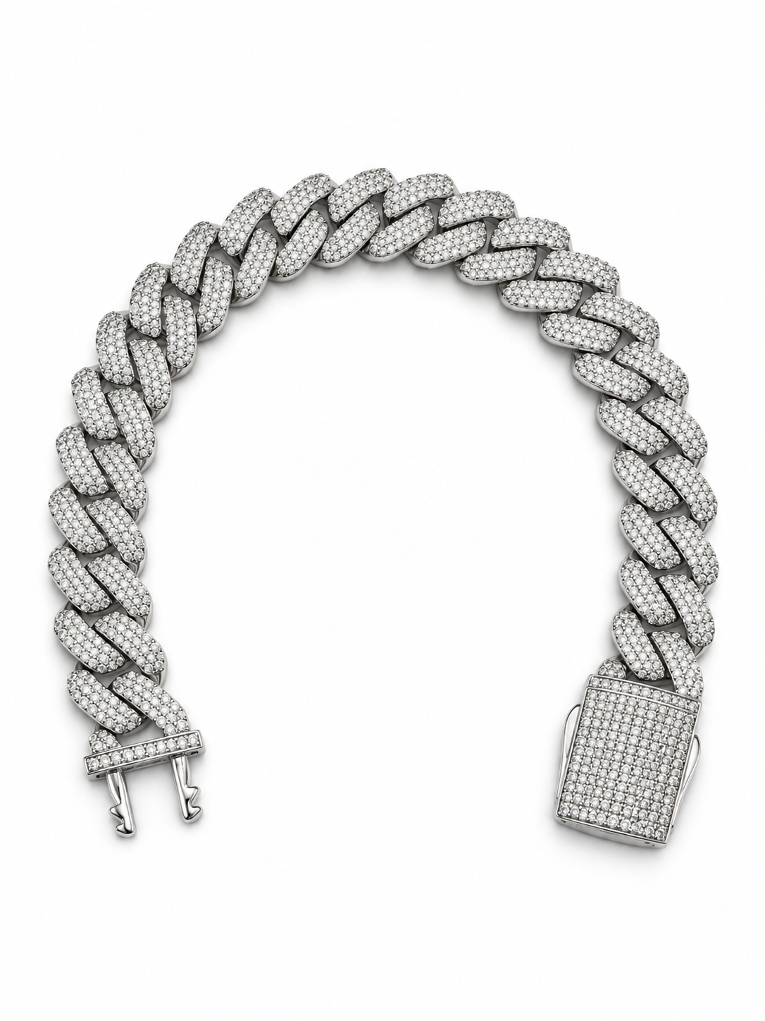14K WHITE GOLD FULL CZ BRACELET(11MM) 7.5"