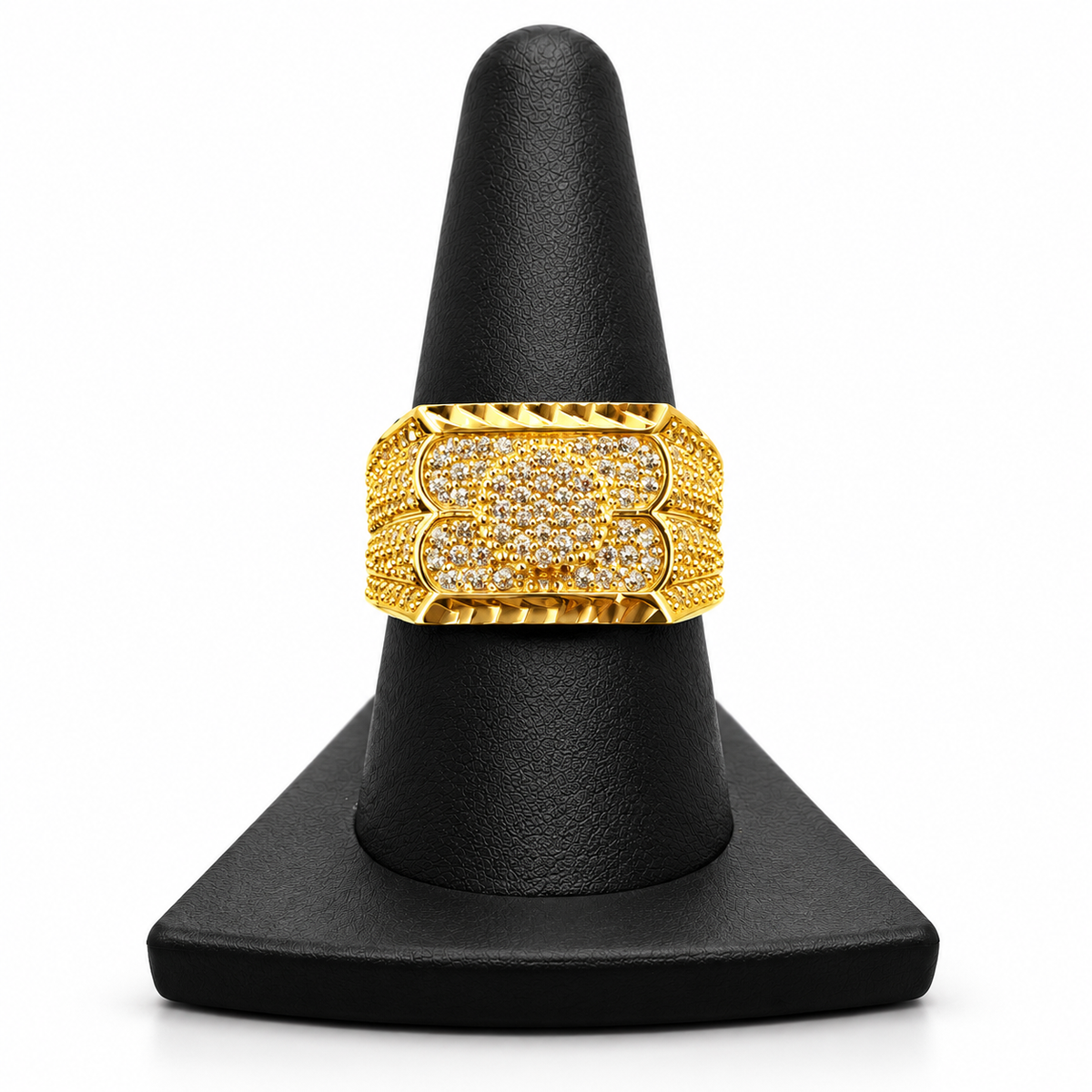 14K YELLOW GOLD MAN RING CZ (ADJUSTABLE SIZE)