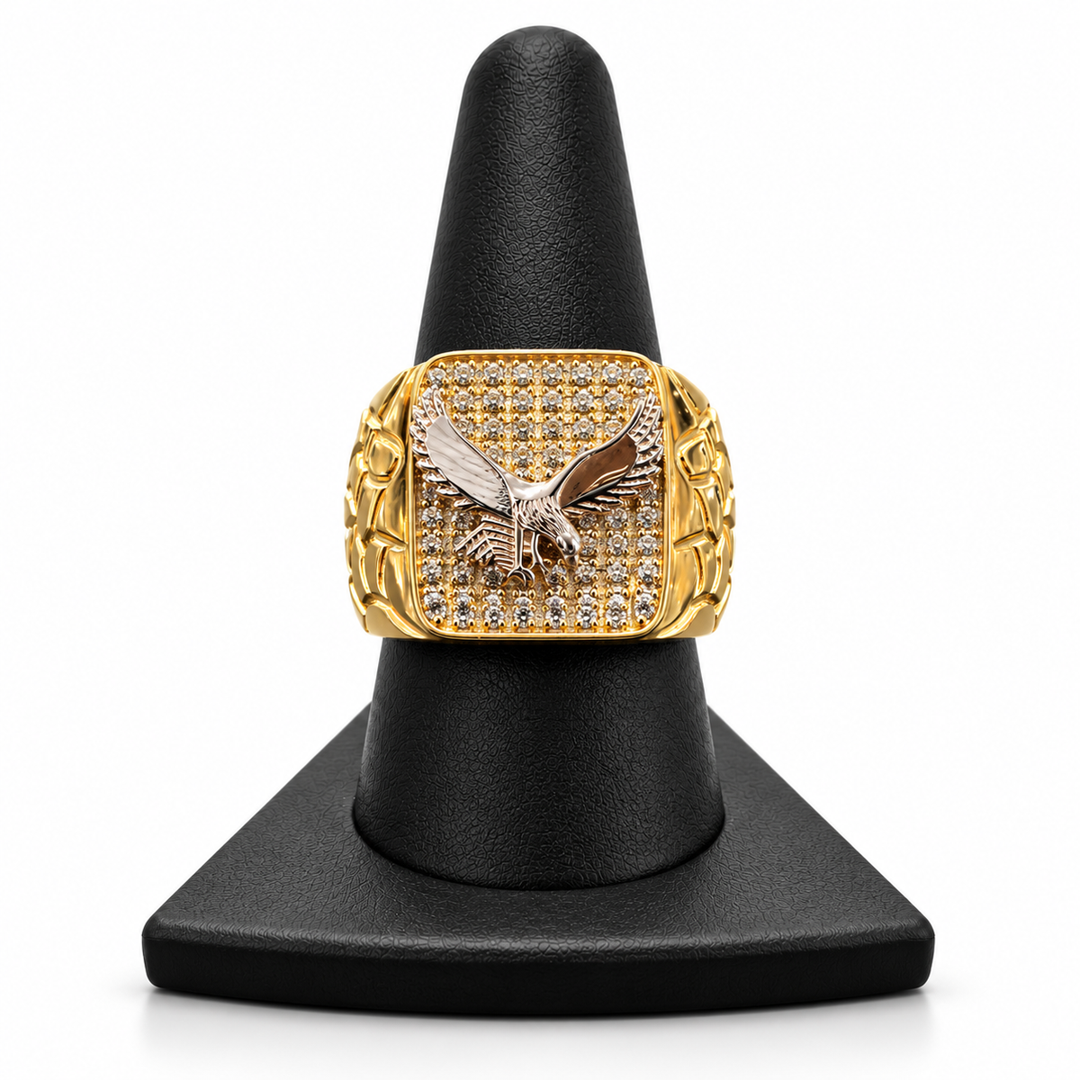 14K YELLOW GOLD MAN RING CZ (ADJUSTABLE SIZE)